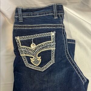 Women's Blue Jeans with Embellished Pocket